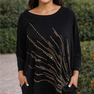 Alfred Dunner Black Top with Gold Accents